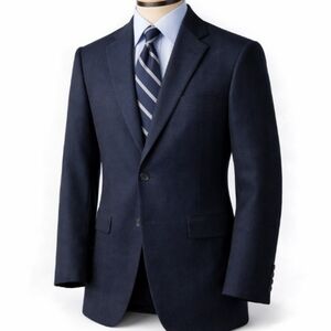 Chaps Ralph Lauren Black Merino Silk Cashmere Blazer 44R Classic Tailored